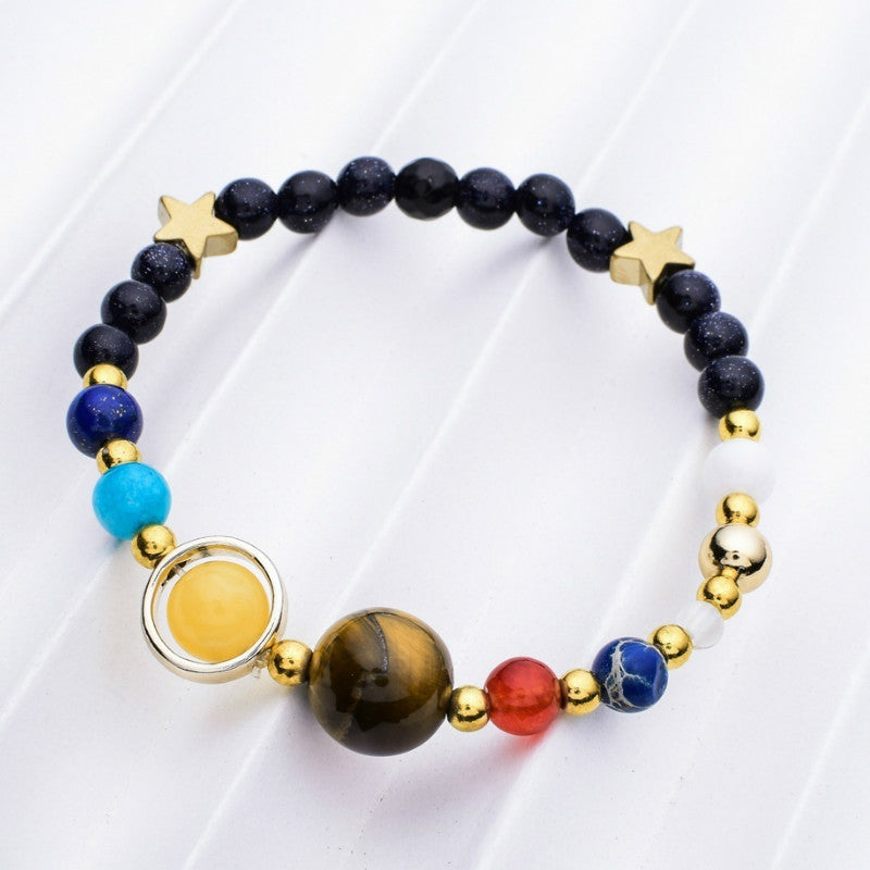 Bracelet en pierres naturelles galaxie huit planètes univers