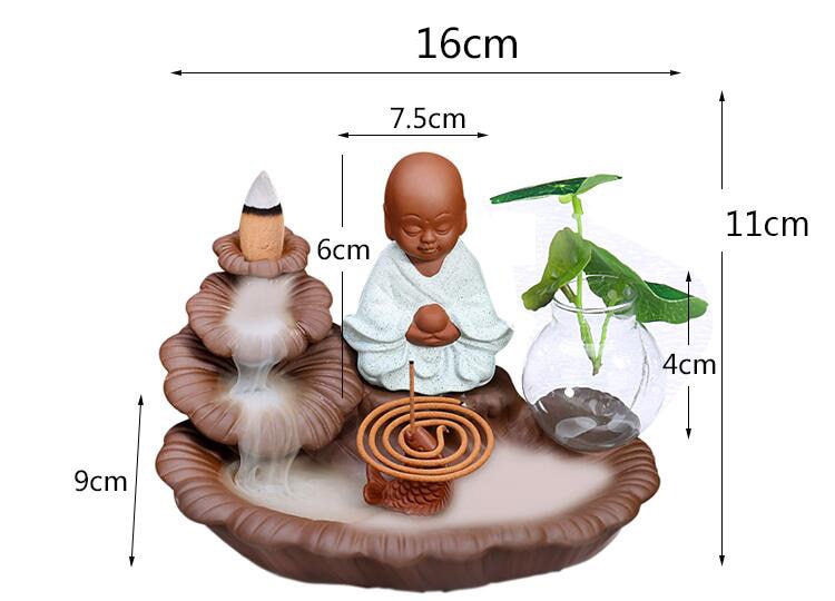Encens en céramique moine, porte-encens bâtons à reflux, brûleur Lotus