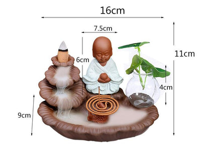 Encens en céramique moine, porte-encens bâtons à reflux, brûleur Lotus