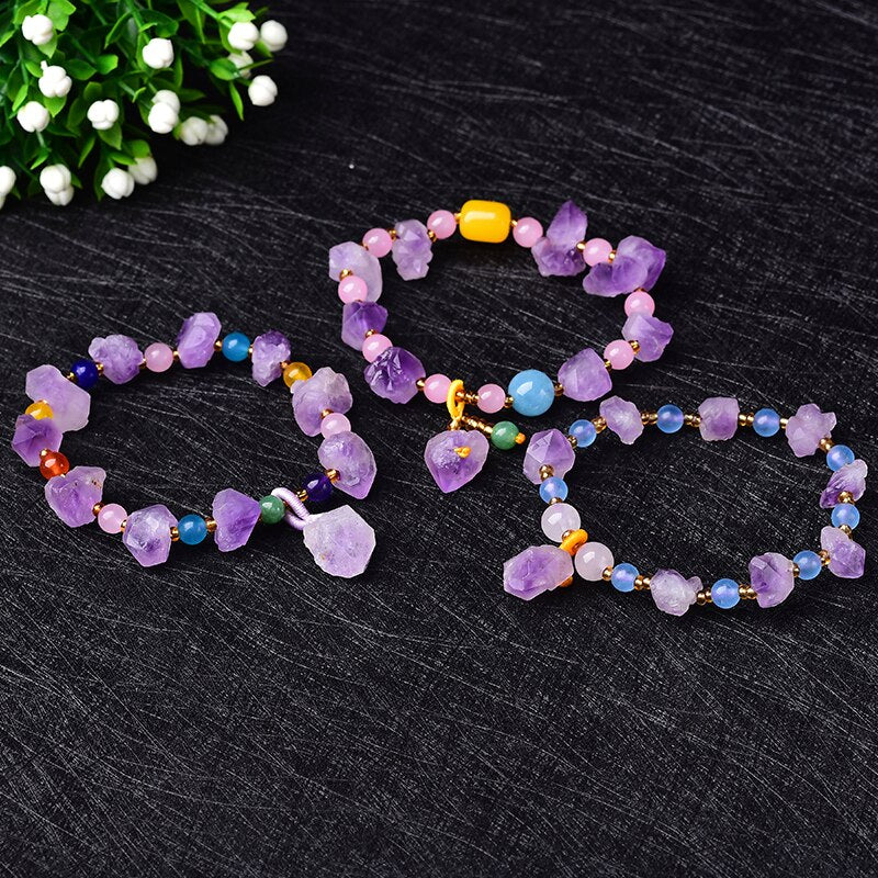 Bracelet d'améthyste Charme, cristal irrégulier
