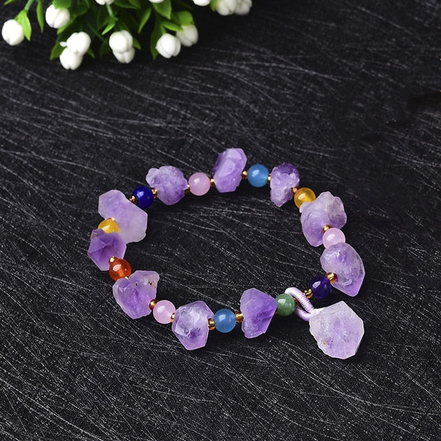 Bracelet d'améthyste Charme, cristal irrégulier