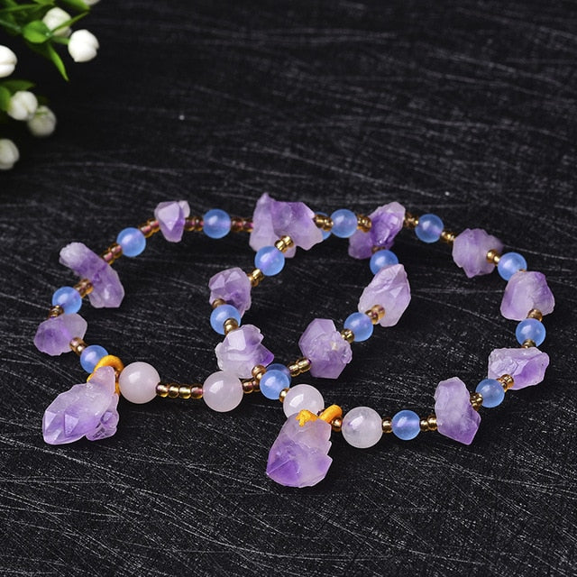 Bracelet d'améthyste Charme, cristal irrégulier