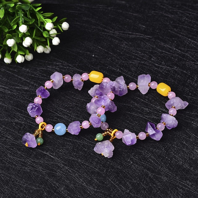 Bracelet d'améthyste Charme, cristal irrégulier
