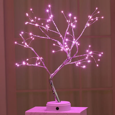 La luz de hadas espíritu árbol brillante árboles LED luz nocturna Mini árbol de Navidad alambre de cobre Garland lámpara luces de hadas vacaciones lámpara