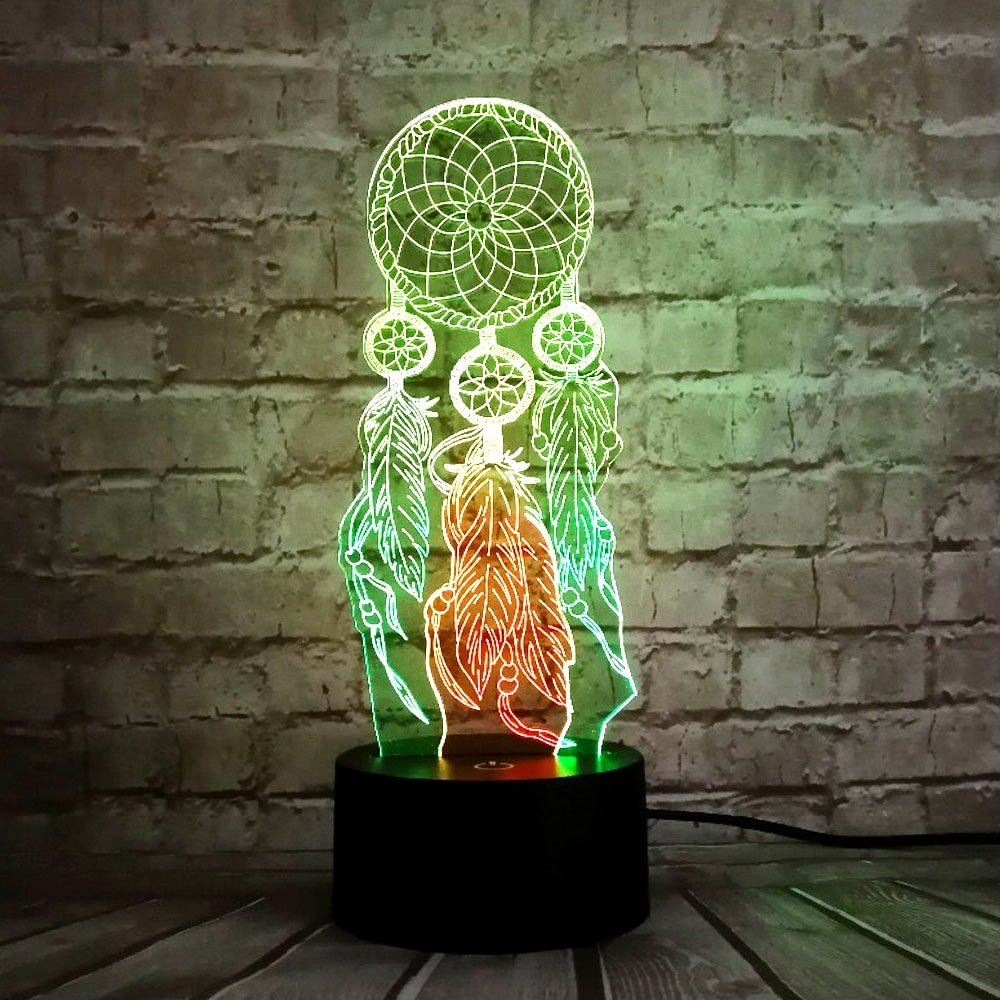 Chaude Valentine vent carillons lampe de Table interrupteur capteur de rêves 3D