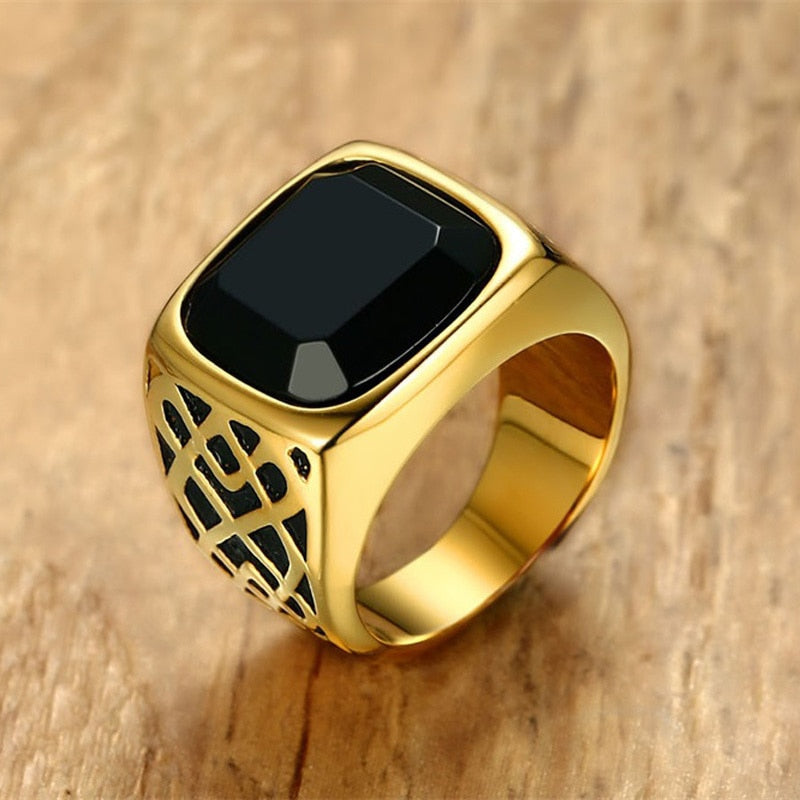 Bague pour hommes onyx noir