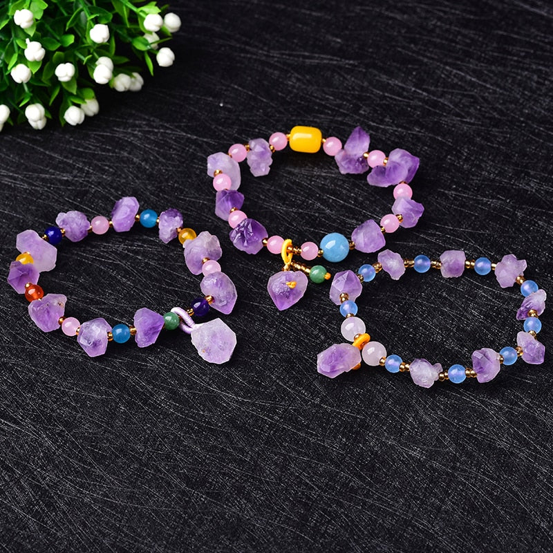 Bracelet d'améthyste Charme, cristal irrégulier