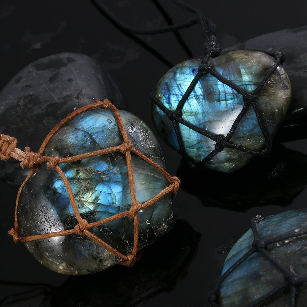 Dragons coeur Labradorite collier pierre naturelle pendentif enveloppement stresse Yoga