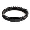 Bracelet en cuir véritable noir pour hommes, bijoux en pierre naturelle