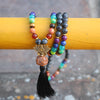 7 Chakras Mala colliers de perles femmes Lotus & népal Bodhi Labradorite