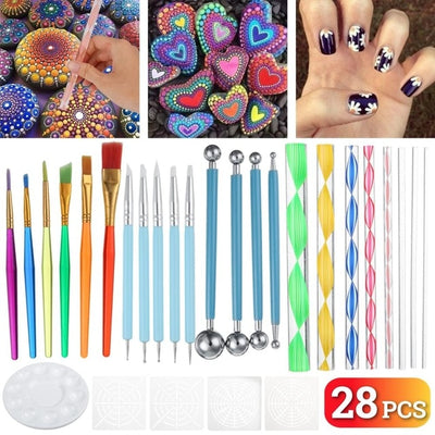 Kit de peinture sur différents supports pour dessiner des Mandalas ou autres motifs géométriques