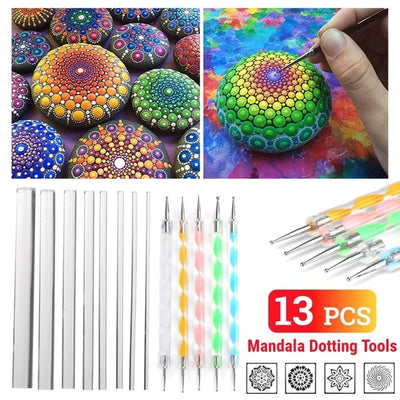 Kit de peinture sur différents supports pour dessiner des Mandalas ou autres motifs géométriques