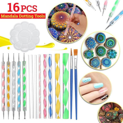 Kit de peinture sur différents supports pour dessiner des Mandalas ou autres motifs géométriques