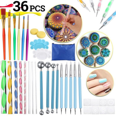 Kit de peinture sur différents supports pour dessiner des Mandalas ou autres motifs géométriques