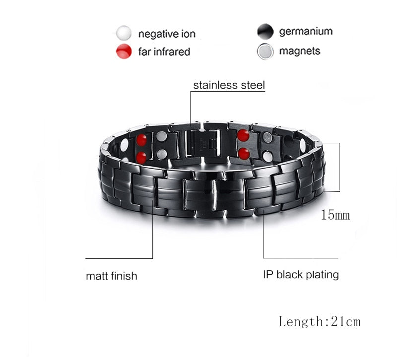 Bracelet magnétique en germanium et en acier inoxydable bijoux de charme pour énergie et santé