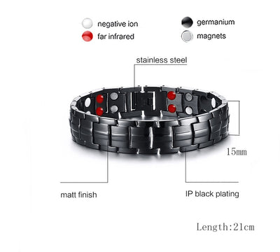 Bracelet magnétique en germanium et en acier inoxydable bijoux de charme pour énergie et santé