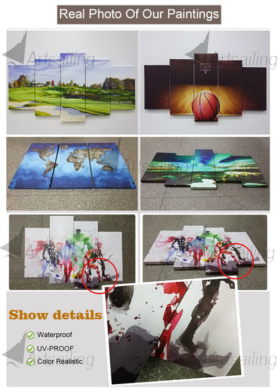 Peinture sur toile 7 chakras 5 pièces photo Art mural
