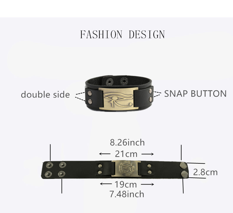 Bracelet en cuir Oeil d'Horus ajustable