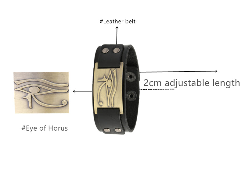 Bracelet en cuir Oeil d'Horus ajustable