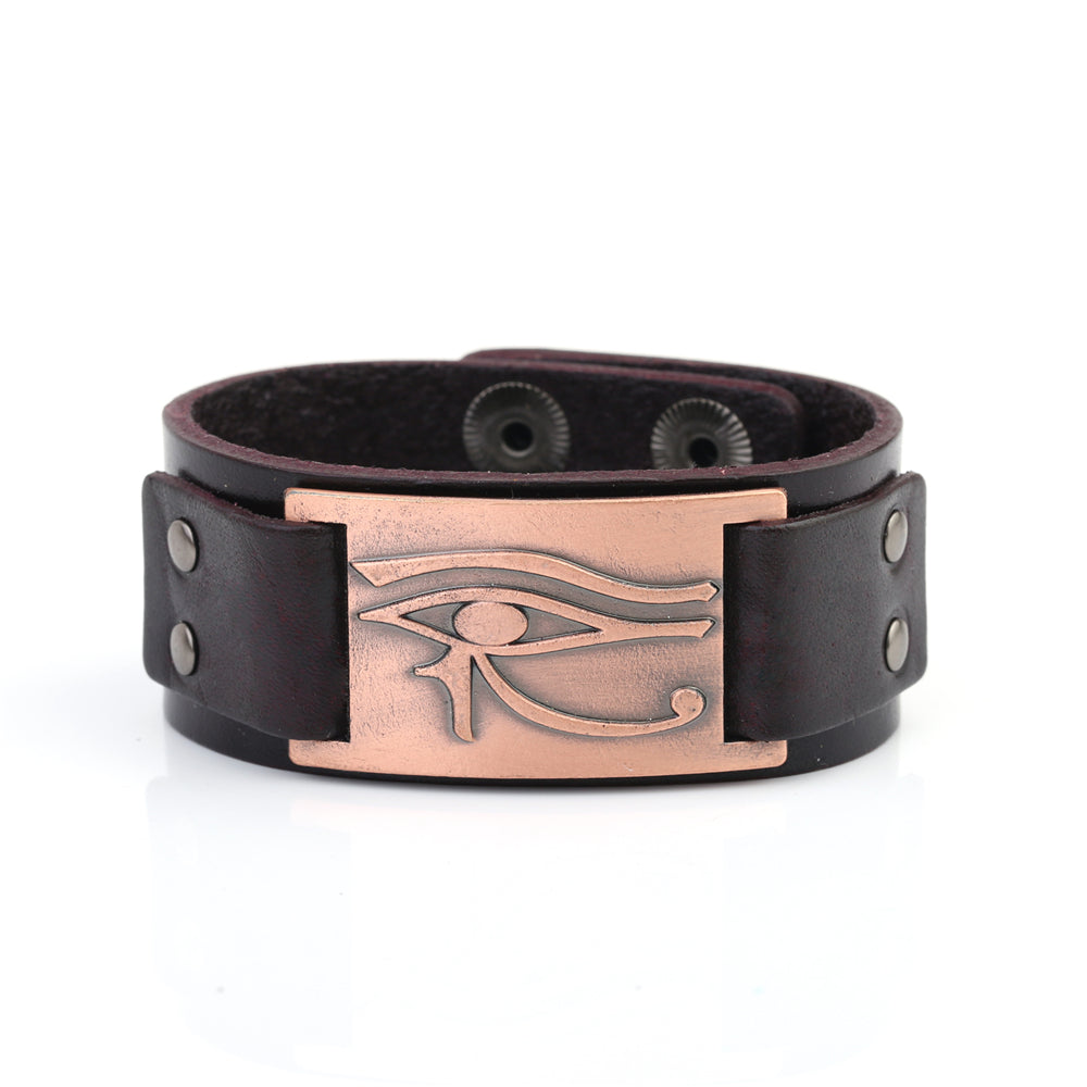 Bracelet en cuir Oeil d'Horus ajustable