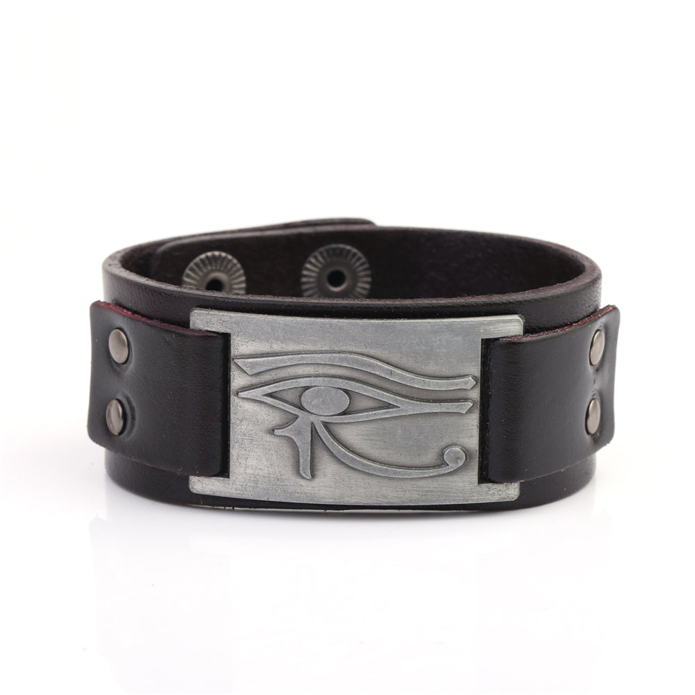 Bracelet en cuir Oeil d'Horus ajustable