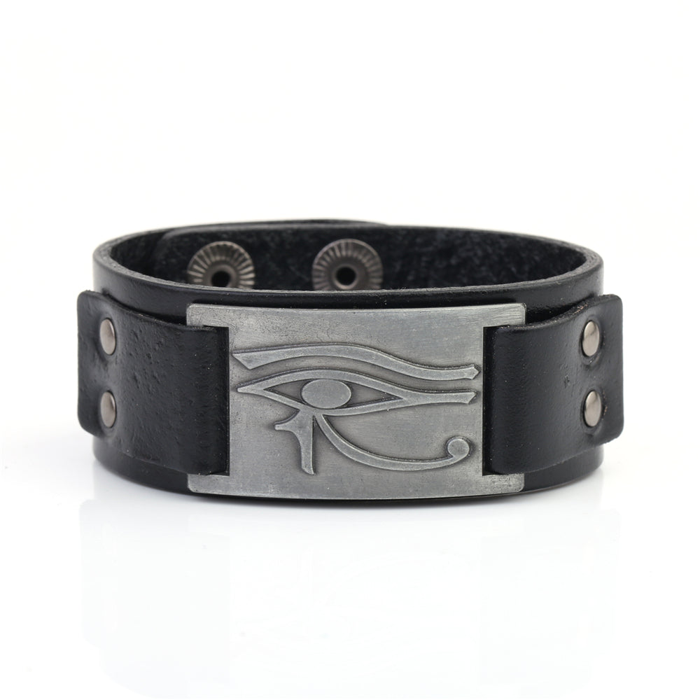 Bracelet en cuir Oeil d'Horus ajustable