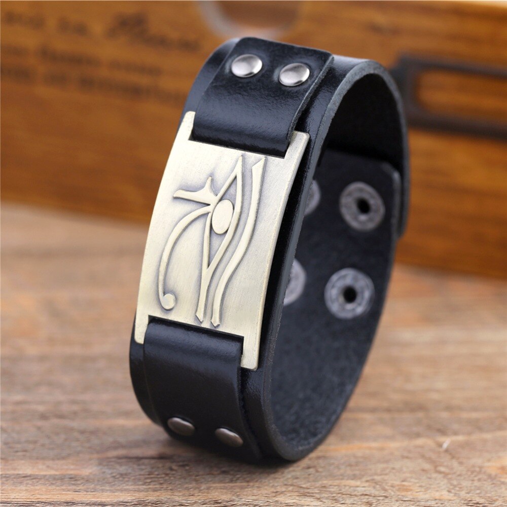 Bracelet en cuir Oeil d'Horus ajustable