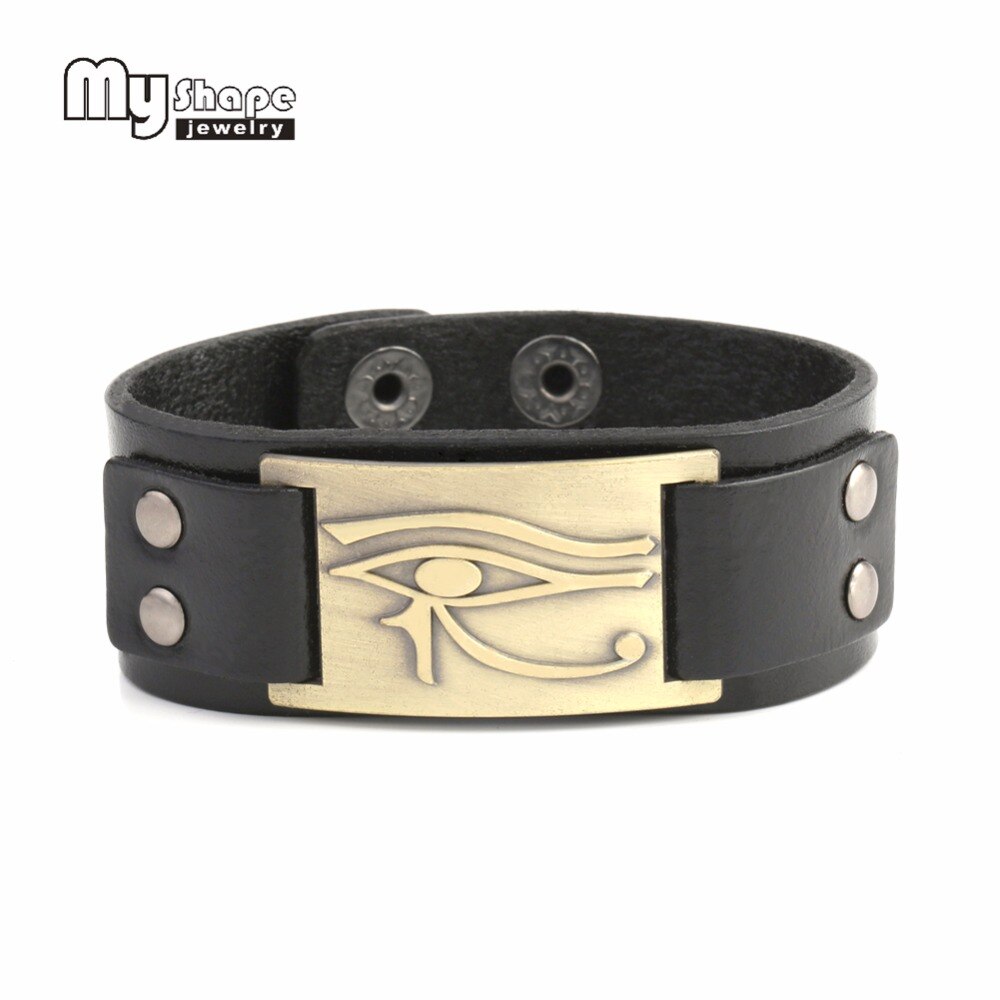 Bracelet en cuir Oeil d'Horus ajustable