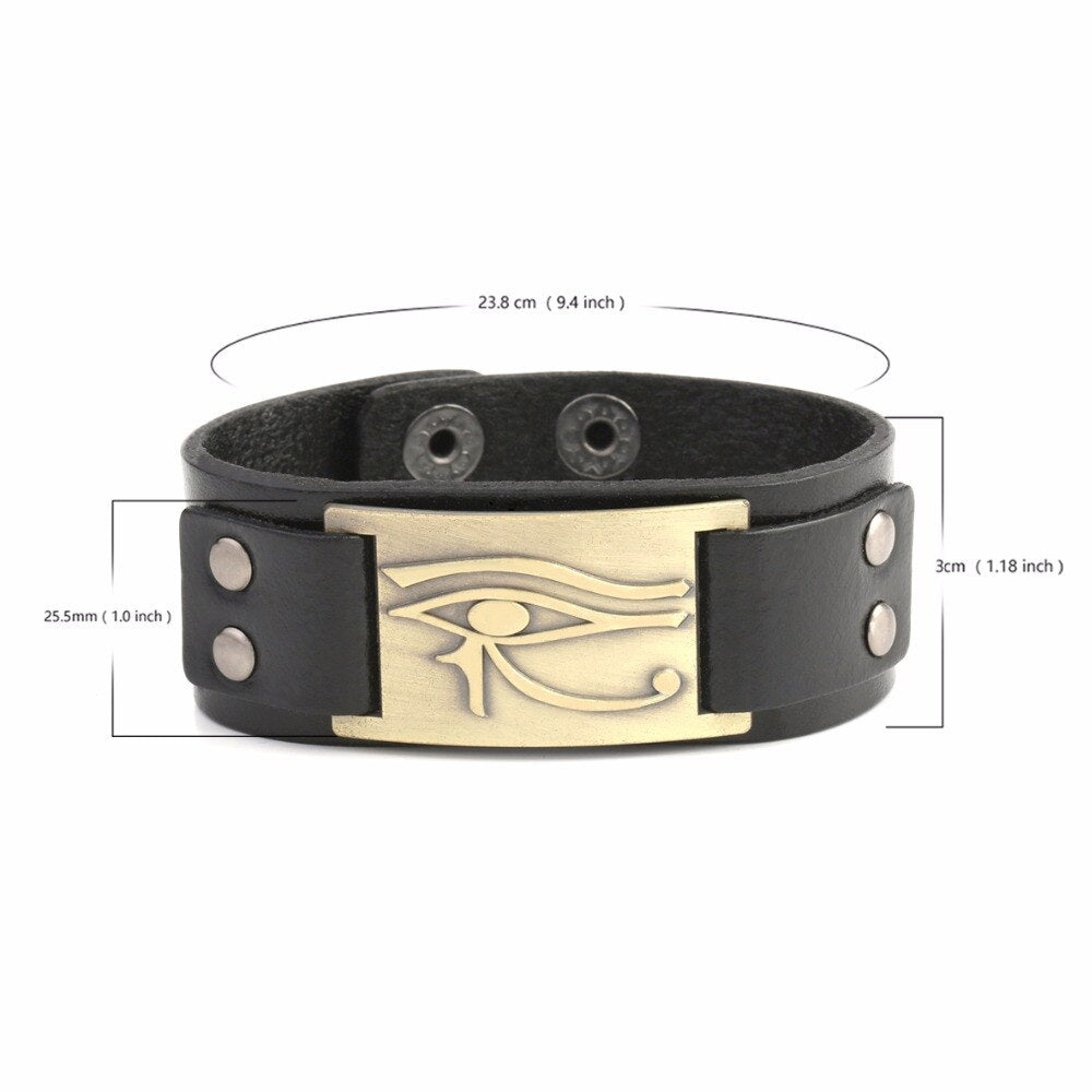Bracelet en cuir Oeil d'Horus ajustable