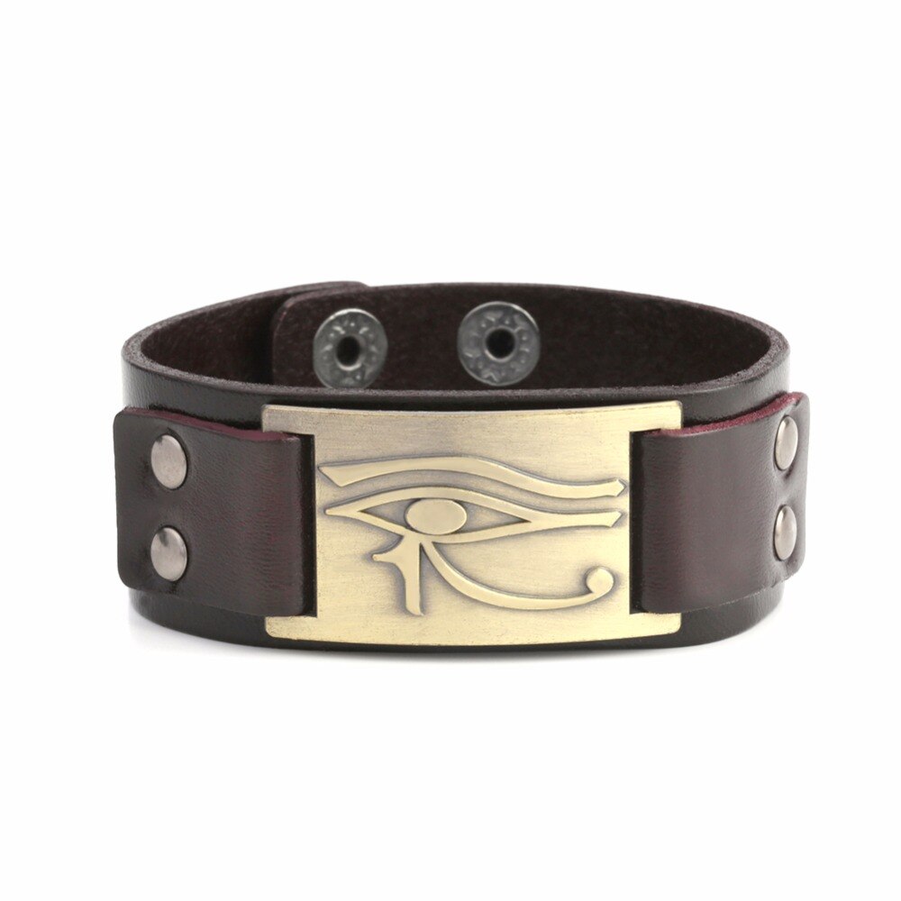 Bracelet en cuir Oeil d'Horus ajustable