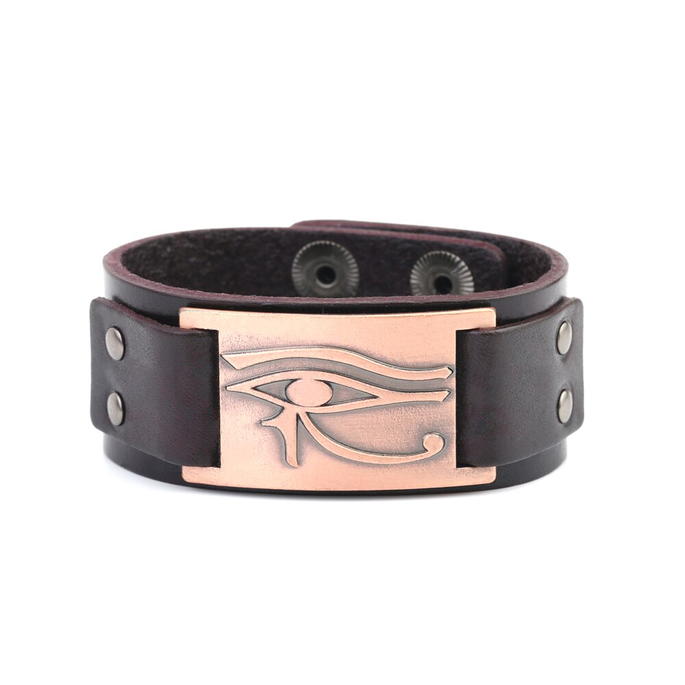 Bracelet en cuir Oeil d'Horus ajustable
