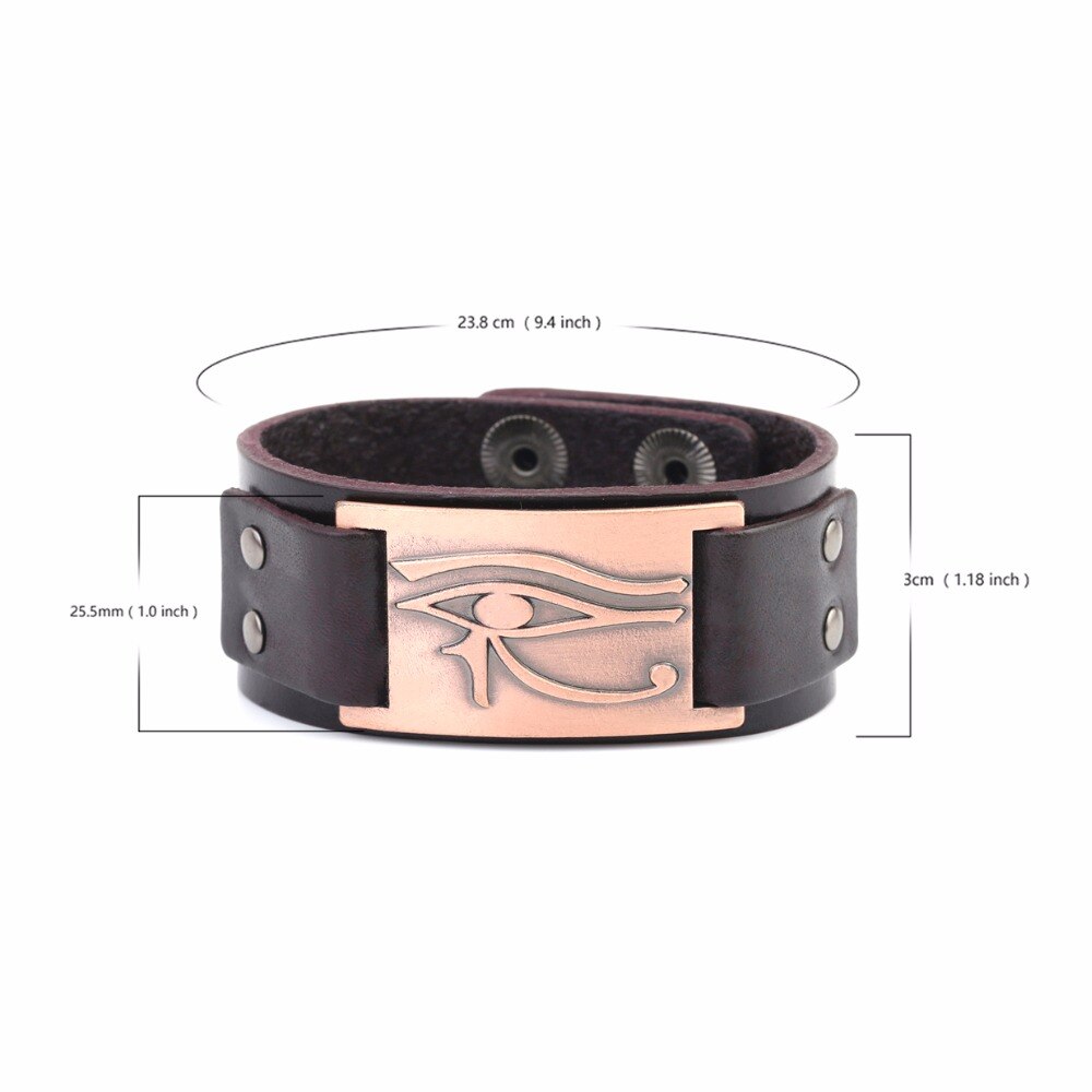 Bracelet en cuir Oeil d'Horus ajustable