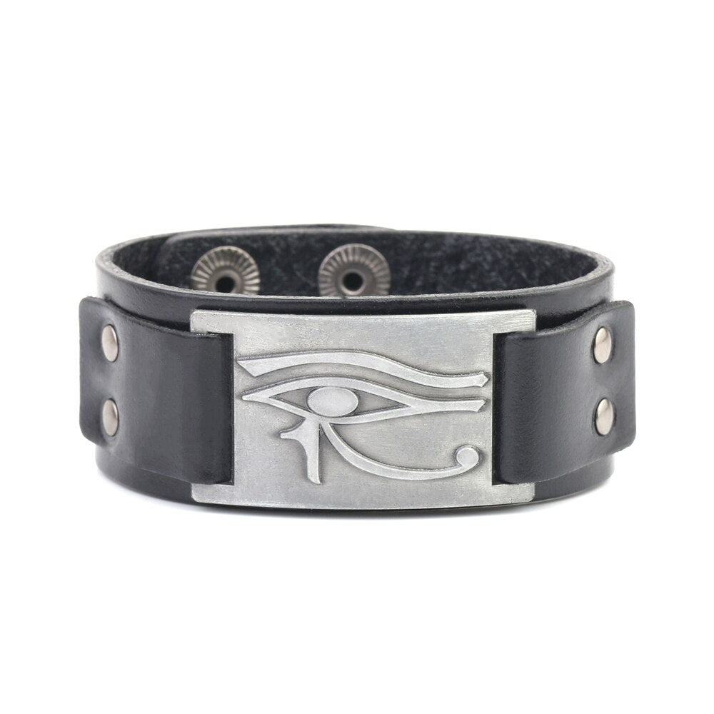 Bracelet en cuir Oeil d'Horus ajustable