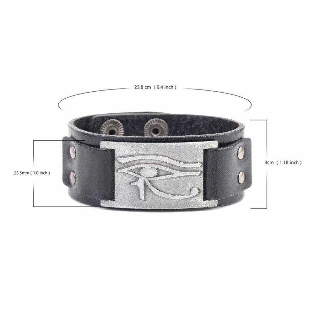 Bracelet en cuir Oeil d'Horus ajustable