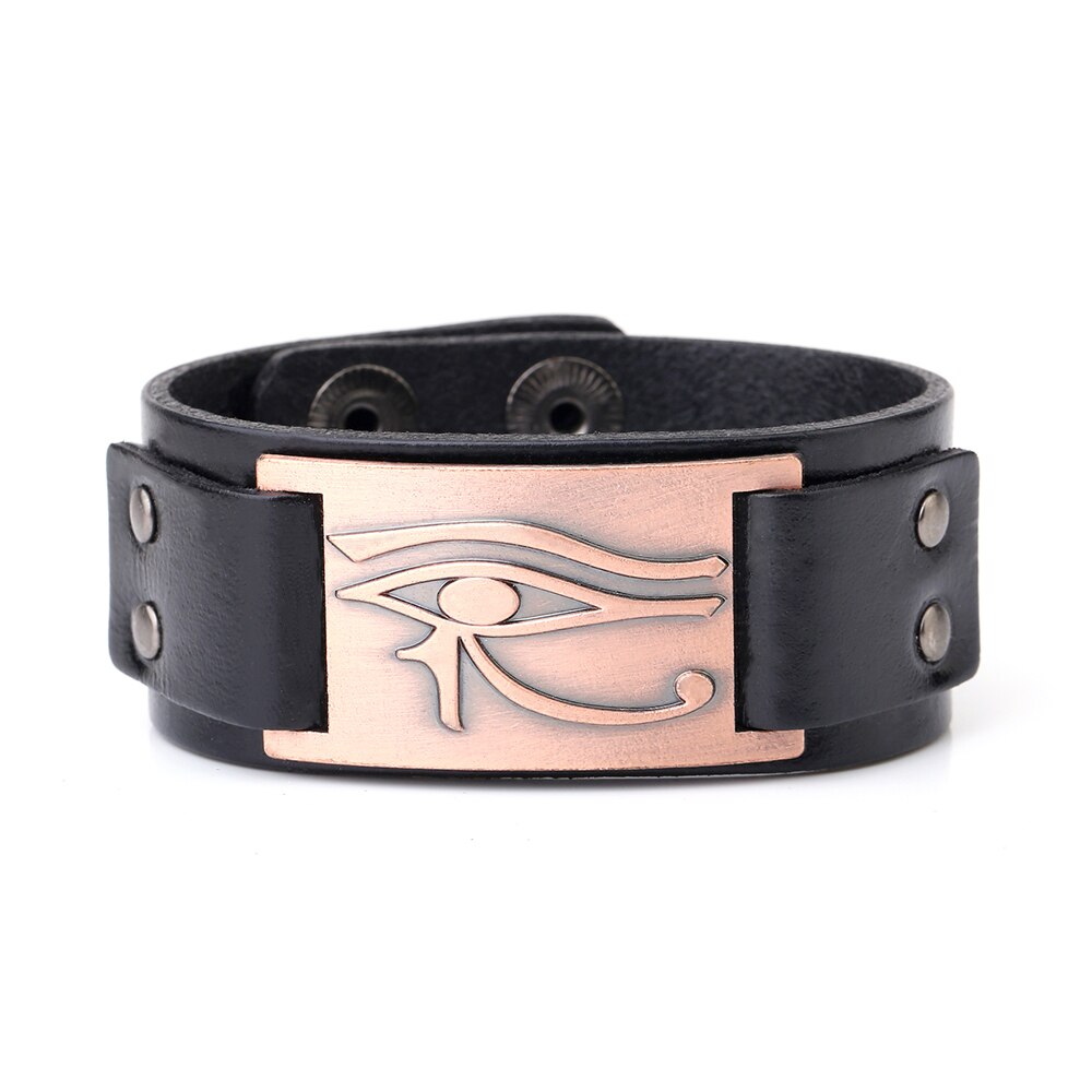 Bracelet en cuir Oeil d'Horus ajustable
