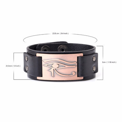 Pulsera de cuero para ojo de pez, mi ojo en forma de horus Pulsera con botones ajustables