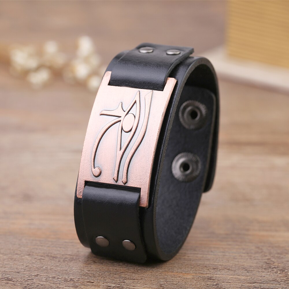 Bracelet en cuir Oeil d'Horus ajustable
