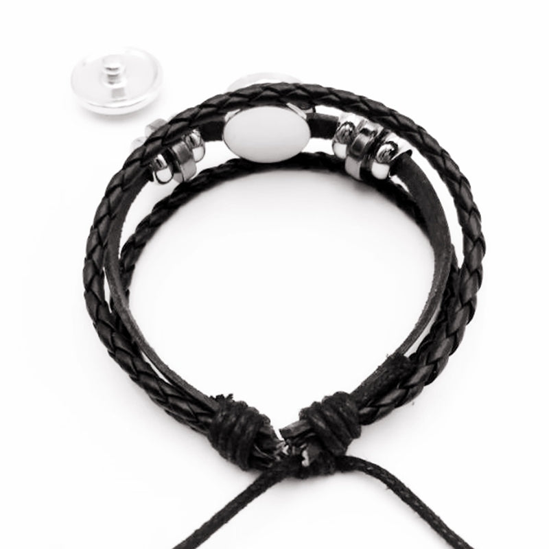 Initiale Ésotérique Pentagramme Noir Bracelet En Cuir Vintage Wicca Étoile