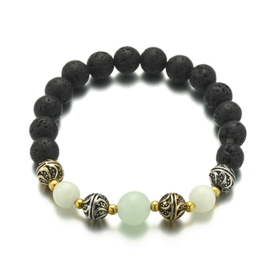 Bracelet en perles lumineuses élastique tendance, pierre de lave naturelle, bracelet en pierre fluorescente