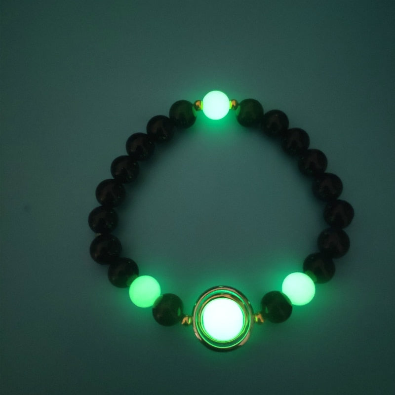 Bracelet en perles lumineuses élastique tendance, pierre de lave naturelle, bracelet en pierre fluorescente