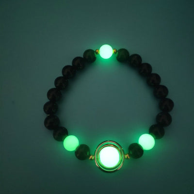 Bracelet en perles lumineuses élastique tendance, pierre de lave naturelle, bracelet en pierre fluorescente