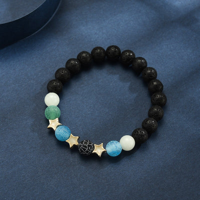 Bracelet en perles lumineuses élastique tendance, pierre de lave naturelle, bracelet en pierre fluorescente