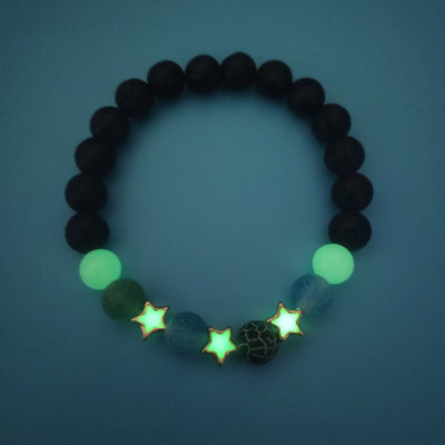 Bracelet en perles lumineuses élastique tendance, pierre de lave naturelle, bracelet en pierre fluorescente