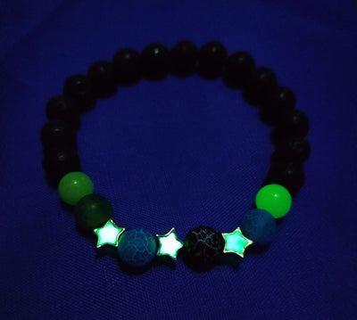 Bracelet en perles lumineuses élastique tendance, pierre de lave naturelle, bracelet en pierre fluorescente