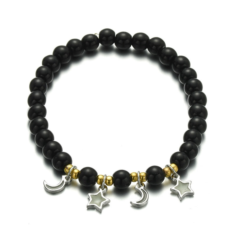 Bracelet en perles lumineuses élastique tendance, pierre de lave naturelle, bracelet en pierre fluorescente