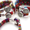 Bracelets bohémien superposés en coton cordons de couleur argent tibétain