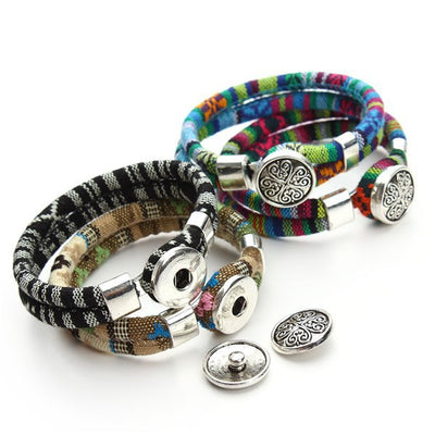 Bracelets bohémien superposés en coton cordons de couleur argent tibétain