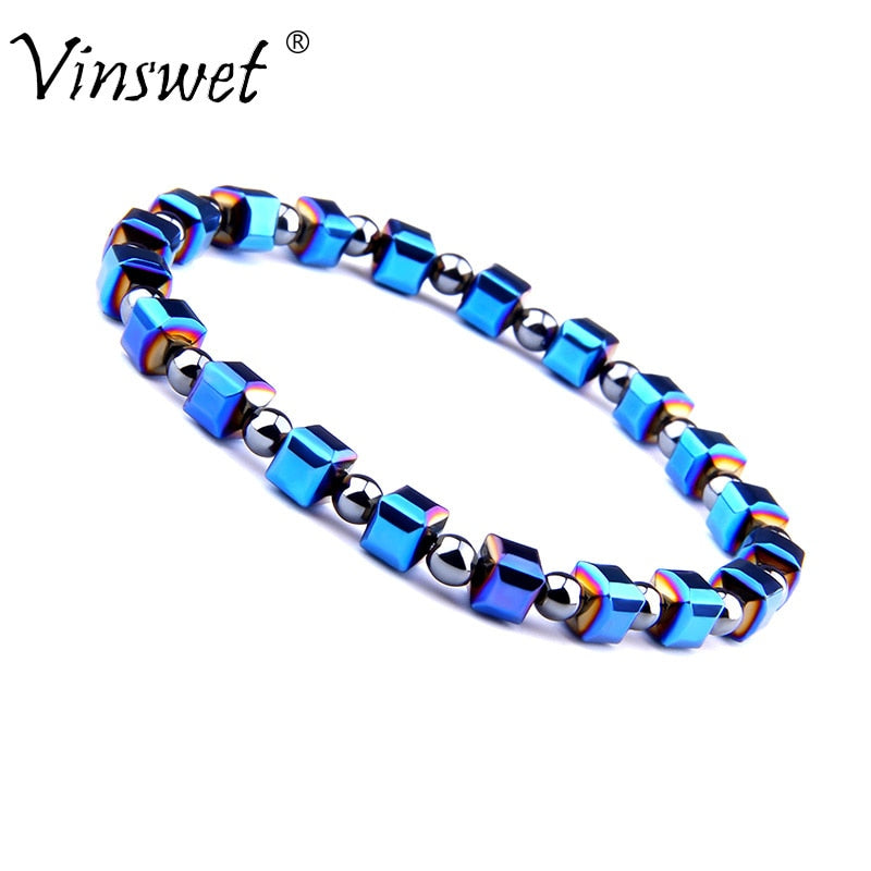 Bracelets extensibles Vintage bijoux en hématite perles en pierre naturelle