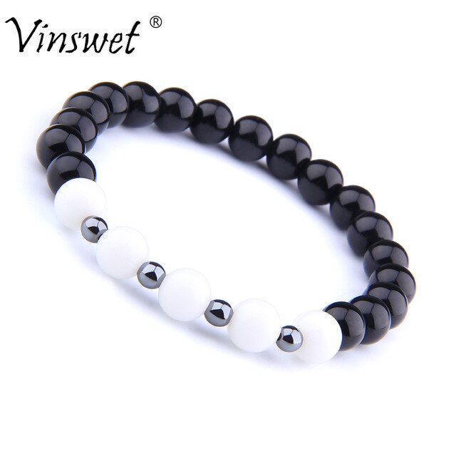 Bracelets extensibles Vintage bijoux en hématite perles en pierre naturelle