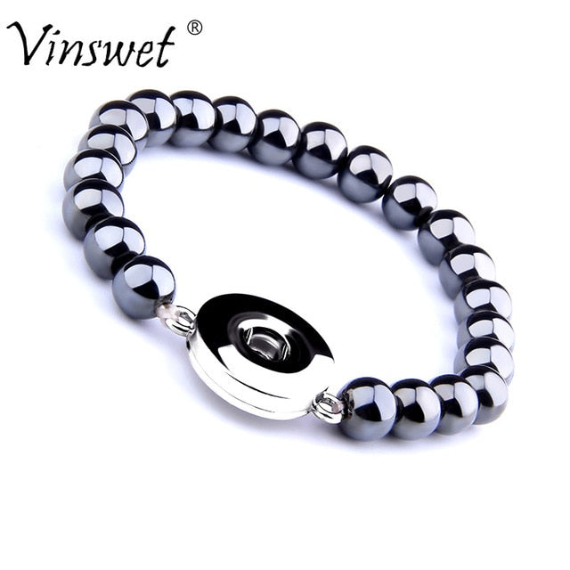 Bracelets extensibles Vintage bijoux en hématite perles en pierre naturelle